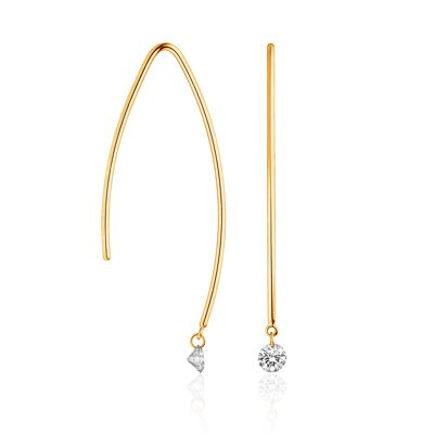 Hoop Earrings Pure M diamond 18K yellow gold