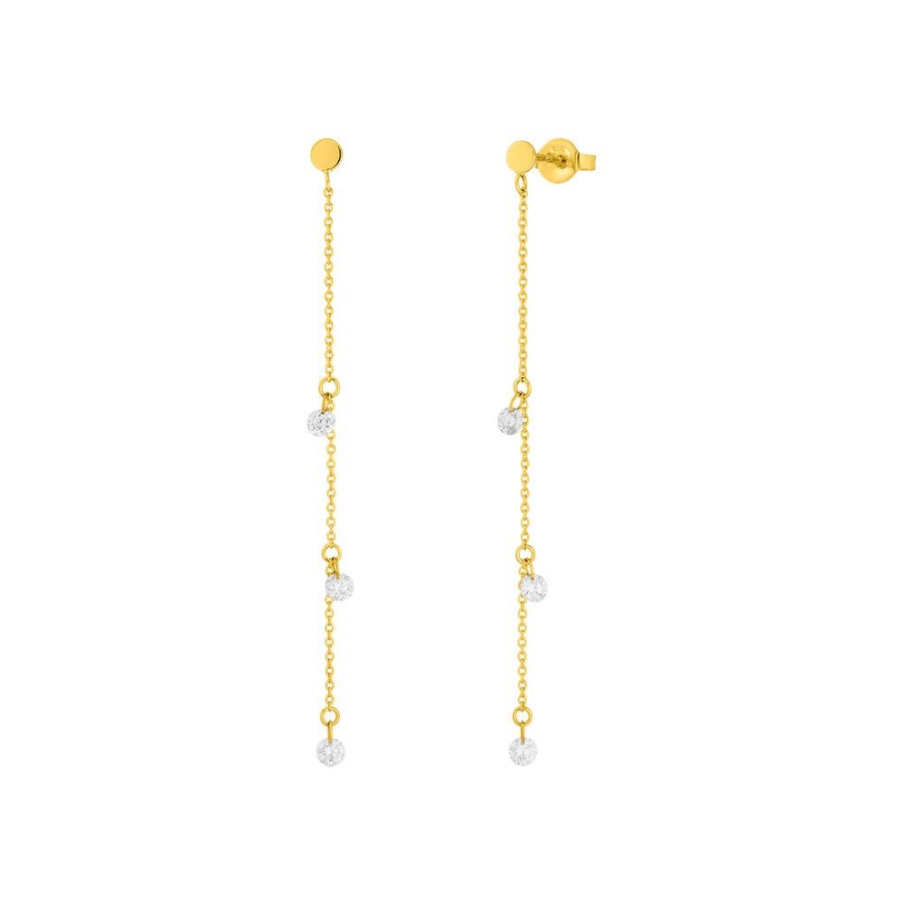 Pure Chain earrings with diamonds, 18K yellow gold
