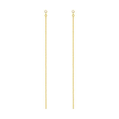 "My first diamond" stud earrings, ball chain, 14K yellow gold
