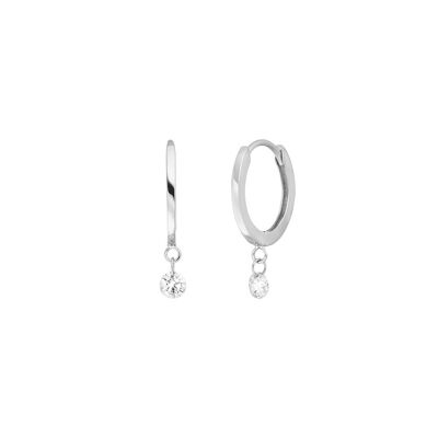 Boucles d'oreilles créoles Pure avec diamants, or blanc 18 carats