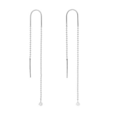 Boucles d'oreilles Pure Ball Chain, or blanc 14 carats