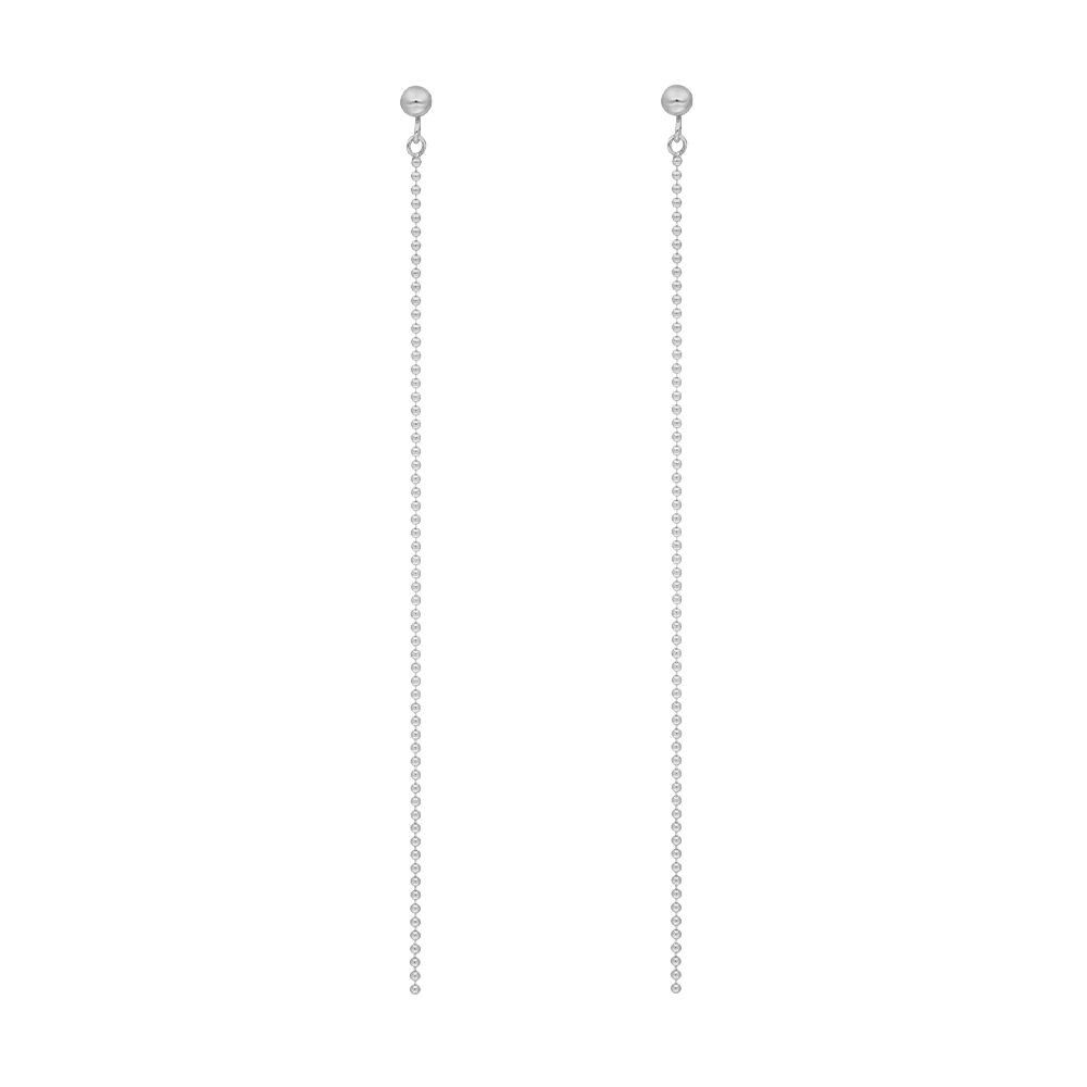 Ohrringe Ball Chain, 14 K Weißgold