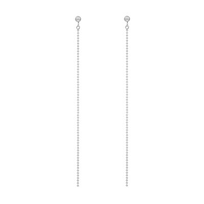 Ball Chain Earrings, 14K White Gold