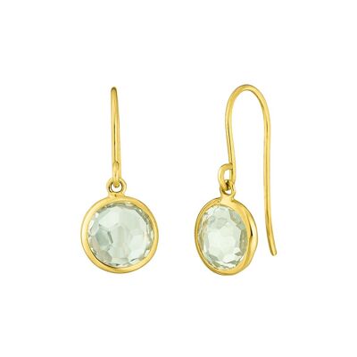 Green amethyst earrings, 14 kt yellow gold