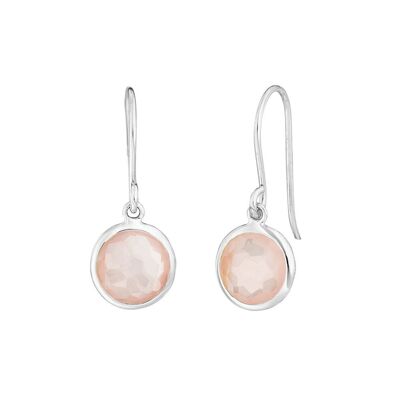 Boucles d'oreilles quartz rose, or blanc 14 carats
