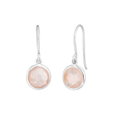 Pendientes de cuarzo rosa, oro blanco de 14 k