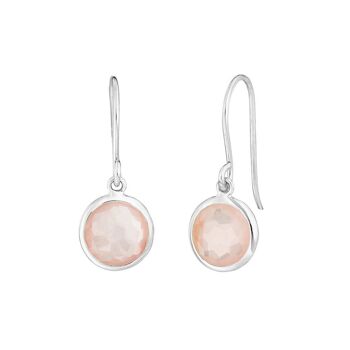 Boucles d'oreilles quartz rose, or blanc 14 carats 1