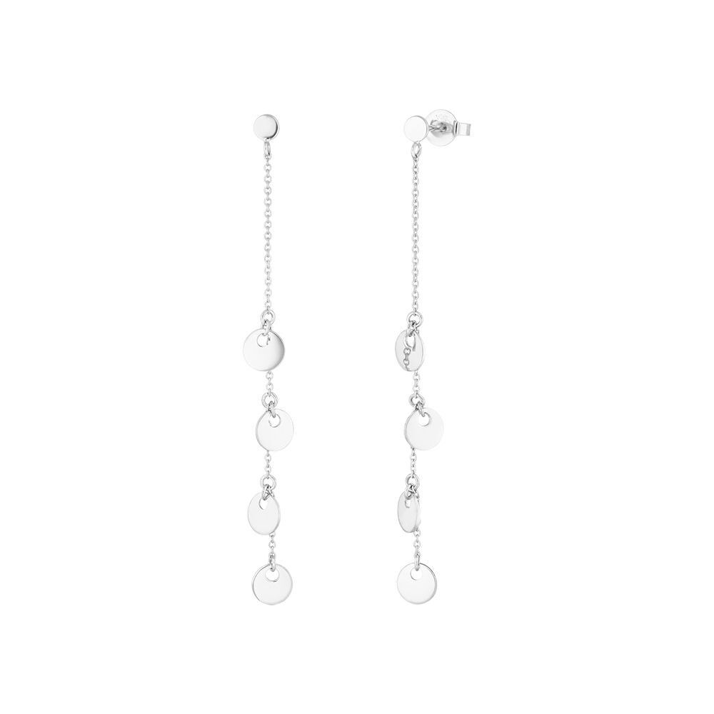 Ohrringe Platelet Kette, 14 K Weissgold