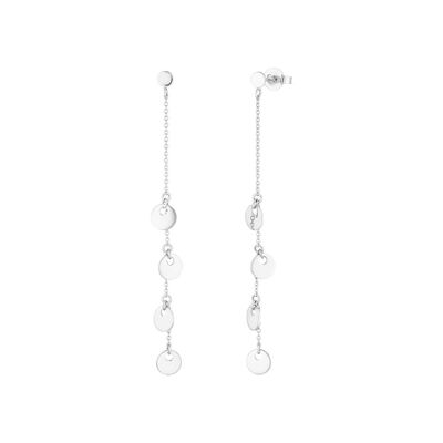 Boucles d'oreilles chaîne plaquettes, or blanc 14 carats