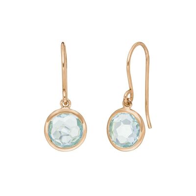 Boucles d'oreilles topaze bleue, or rose 14K