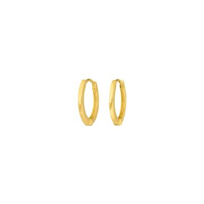 Aretes tipo argolla pequeños, 12 mm, oro amarillo de 14 k