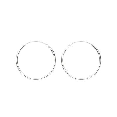 Creole round M, 30mm, 14 K white gold