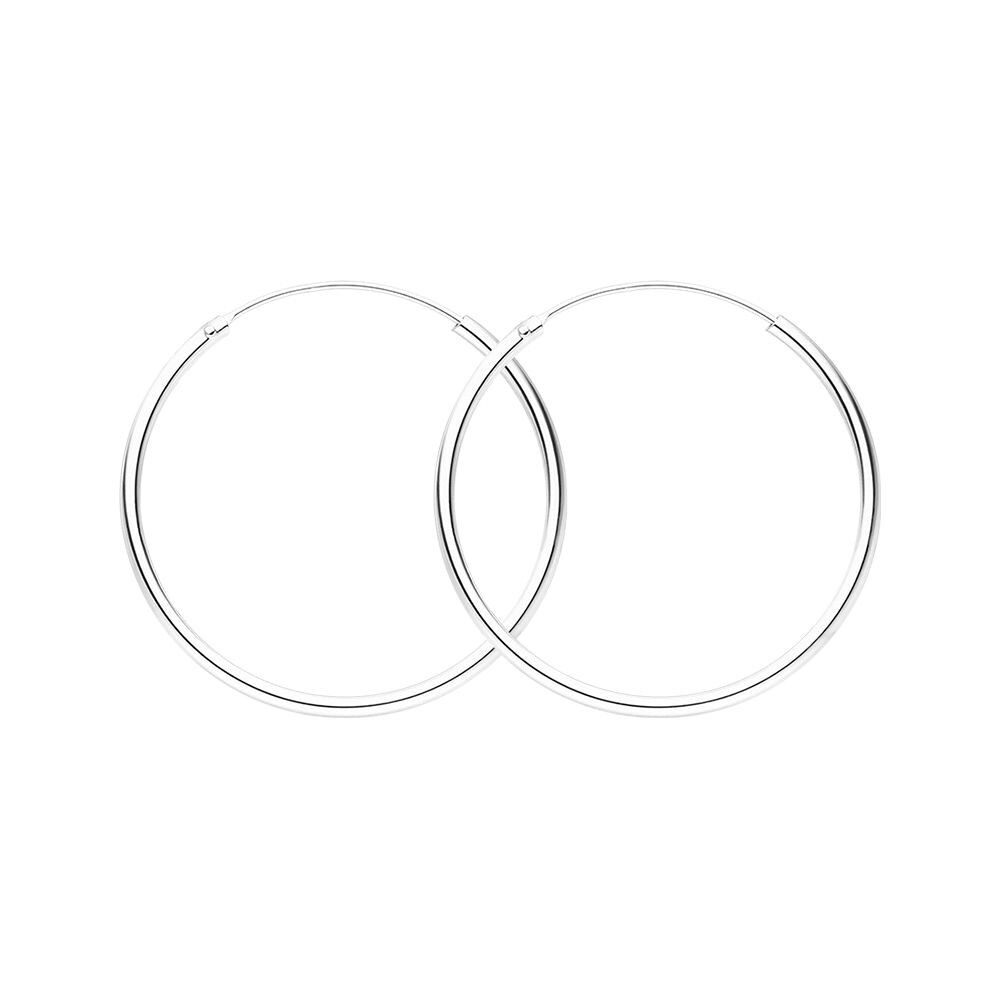 Creole Rund L, 40mm, 14 K Weissgold