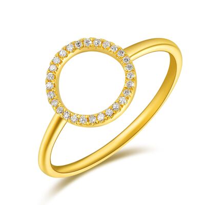 Ring Circle with diamonds, 18K yellow gold