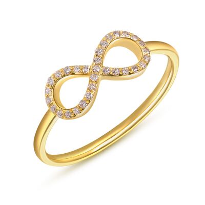 Infinity ring with diamonds, 18K yellow gold