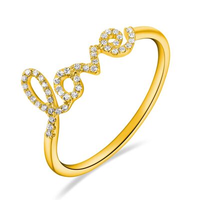 Bague Love en or jaune 18 carats avec diamants