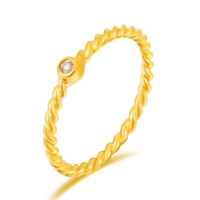 Ring single diamond, 18K yellow gold