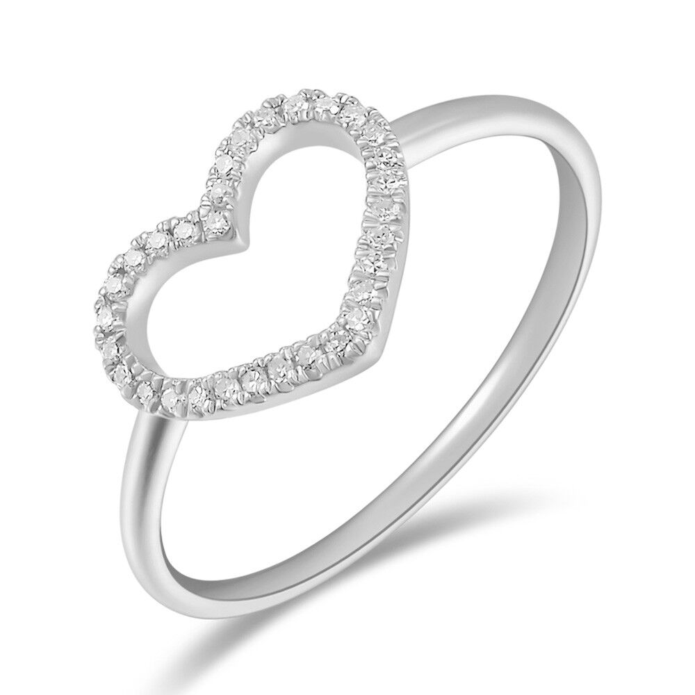 Ring Herz mit Diamanten, 18 K Weißgold