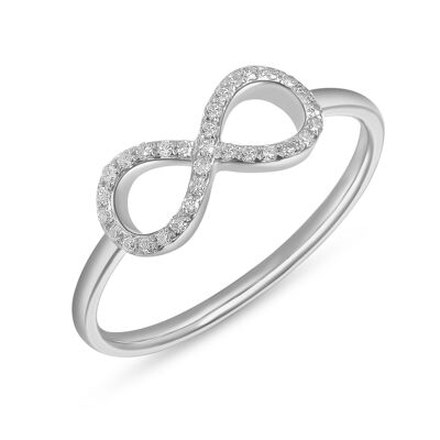 Anello Infinity con diamanti, oro bianco 18 K