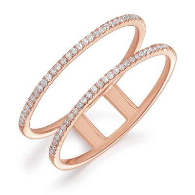 Double ring with diamonds, 18K rose gold