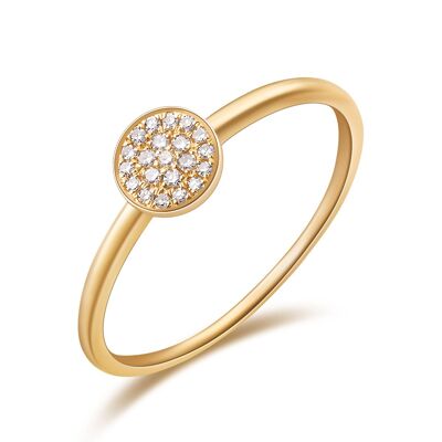 Pave ring with diamonds, 18K yellow gold
