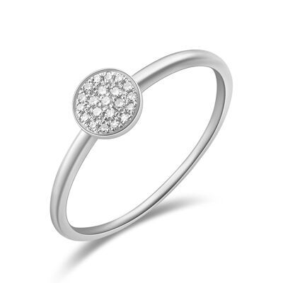 Anello pavé con diamanti, oro bianco 18 carati