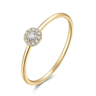 Pavé II ring with diamonds, 18K yellow gold
