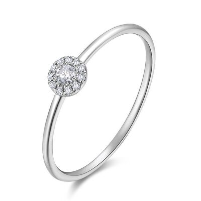 Pavé II ring with diamonds, 18K white gold