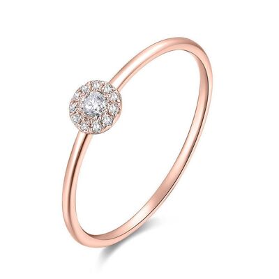 Pavé II ring with diamonds, 18K rose gold