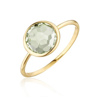 Bague or jaune 14 carats, améthyste verte