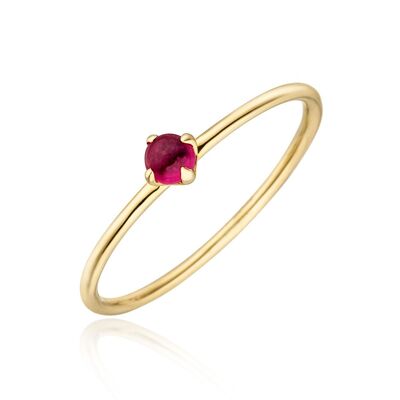 Ring cabochon, 14K yellow gold, ruby