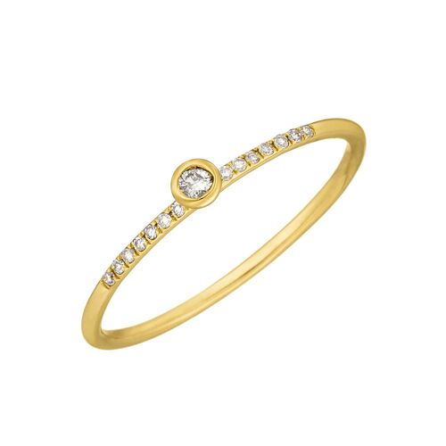 Ring Petite, White Diamond, 14 K Gelbgold