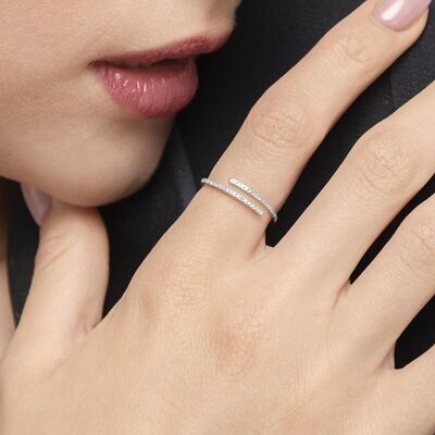 Open ring with diamonds, 18K white gold