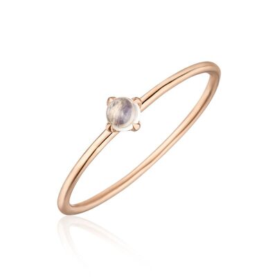 Ring cabochon, 14K rose gold, moonstone