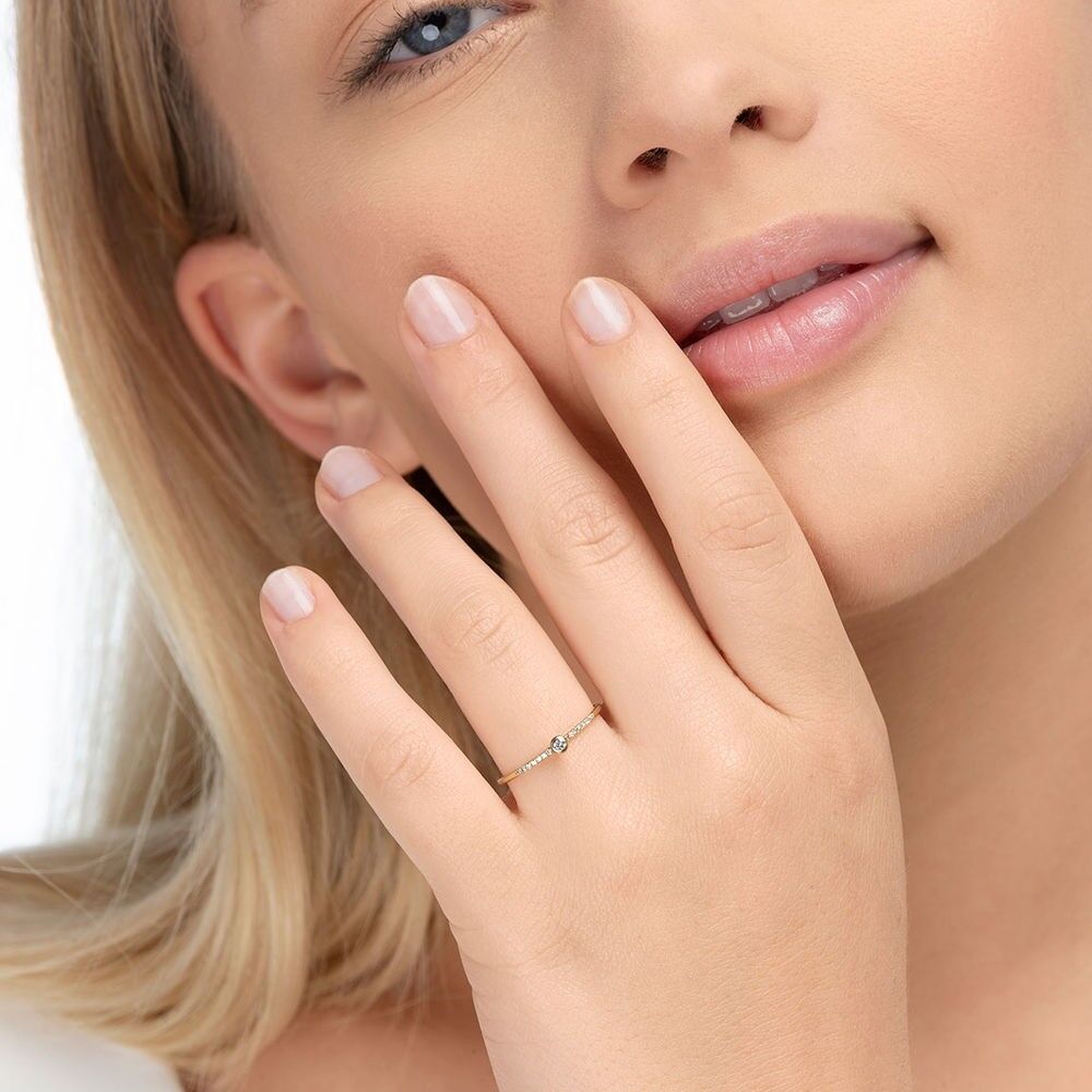 Anello Petite, diamante bianco, oro rosa 14 carati