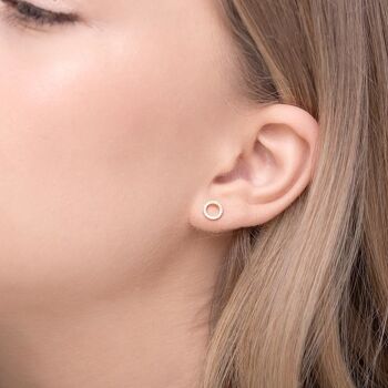 Boucles d'oreilles cercle avec diamants, or jaune 18 carats 1