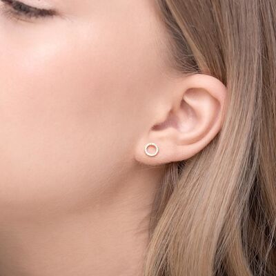 Circle earrings with diamonds, 18K yellow gold
