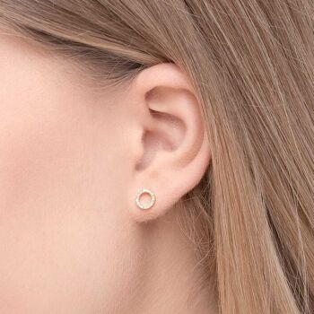 Boucles d'oreilles cercle avec diamants, or jaune 18 carats 3