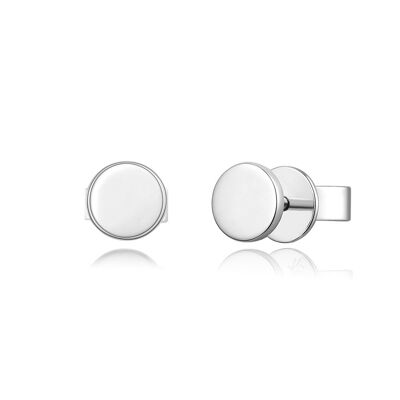 Clous d'oreilles Disque 5 mm, or blanc 14 carats