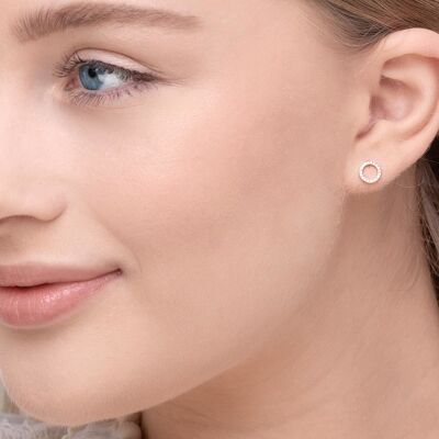 Circle earrings with diamonds, 18K rose gold