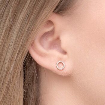 Boucles d'oreilles cercle avec diamants, or rose 18 carats 4