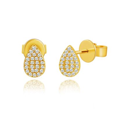 Boucles d'oreilles gouttes avec diamants, or jaune 18 carats