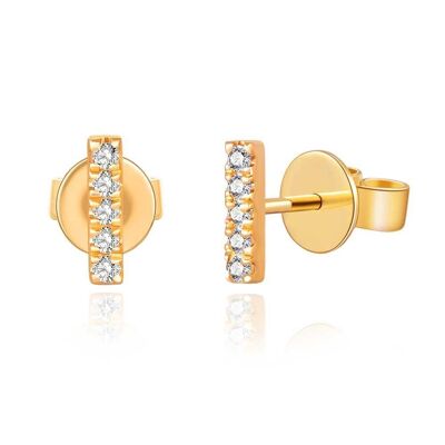 Boucles d'oreilles barre avec diamants, or jaune 18 carats