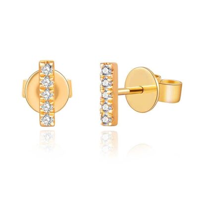 Stud earrings bar with diamonds, 18 yellow gold