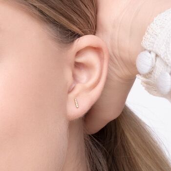 Boucles d'oreilles barre avec diamants, or jaune 18 carats 3