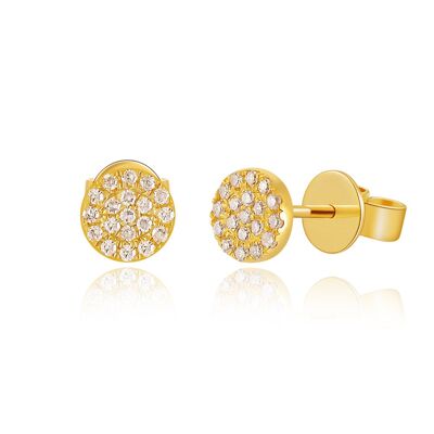 Pavé earrings with diamonds, 18K yellow gold