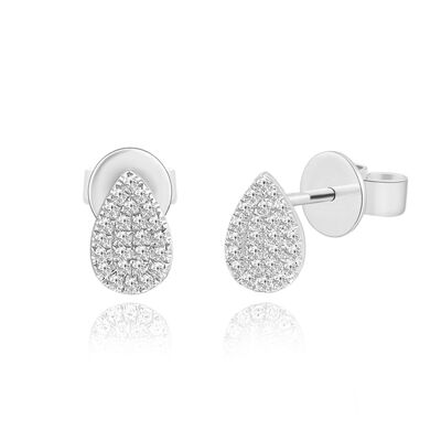 Earrings drops with diamonds, 18 K white gold