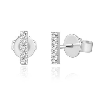 Bar stud earrings with diamonds, 18K white gold