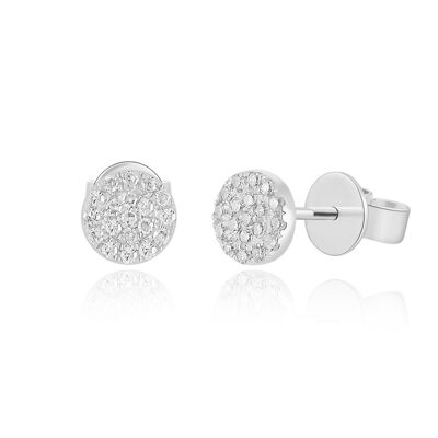 Pavé earrings with diamonds, 18K white gold