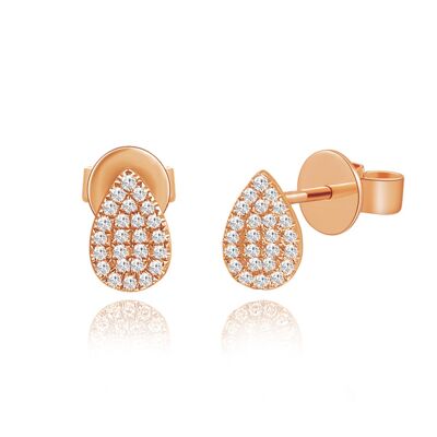 Boucles d'oreilles pendantes avec diamants, or rose 18 carats